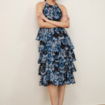 Aerin Abstract Print Tiered Dress