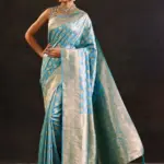 Blue Woven Design Silk Blend Saree With Unstitched Blouse Piece
