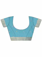 Blue Woven Design Silk Blend Saree With Unstitched Blouse Piece - Image 7