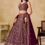 Comely Georgette Thread Embroidery Work Maroon Lehenga Choli For Women
