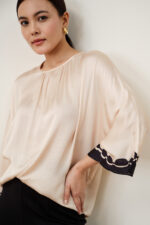 Cream Charm Modal Satin Top - Image 2