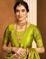 Green Silk Woven Paithani Saree - Image 7
