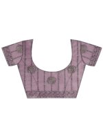 Lavender Embroidered Nylon Saree With Unstitched Blouse Piece - Image 7