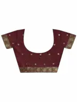 Maroon Woven Design Silk Blend Saree With Unstitched Blouse Piece - Image 6
