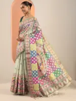 Multi Printed Silk Saree With Unstitched Blouse Piece