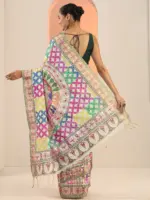 Multi Printed Silk Saree With Unstitched Blouse Piece - Image 4