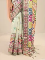 Multi Printed Silk Saree With Unstitched Blouse Piece - Image 5
