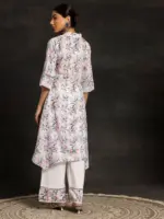 Multicoloured Printed Cotton A-Line Kurta With Palazzos - Image 5