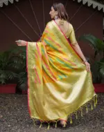 Multicoloured Silk Woven Saree - Image 6
