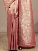 Peach Woven Design Silk Blend Saree With Unstitched Blouse Piece - Image 5