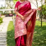 Pink Raw Silk Saree With Blouse Piece