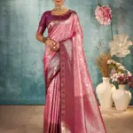 Pink Silk Woven Banarasi Saree
