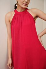 Poppy Red Halter Dress - Image 5