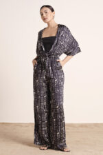 Printed Monochrome Modal Satin Jumpsuit - Image 3