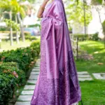Purple Raw Silk Saree With Blouse Piece