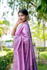 Purple Raw Silk Saree With Blouse Piece - Image 2