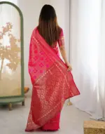 Red Silk Woven Banarasi Saree - Image 5