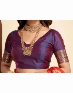 Red Silk Woven Paithani Saree - Image 6